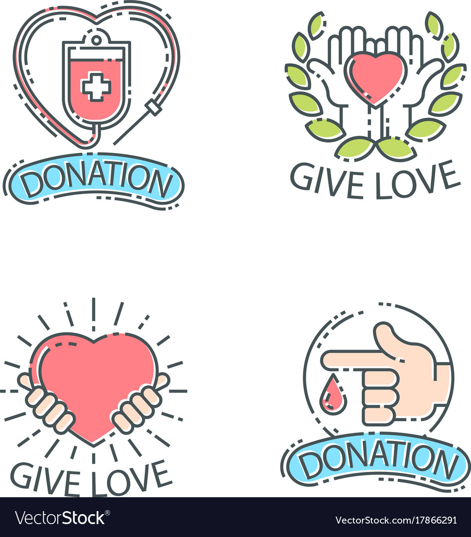 Donate money set logo icons help icon donation Vector Image