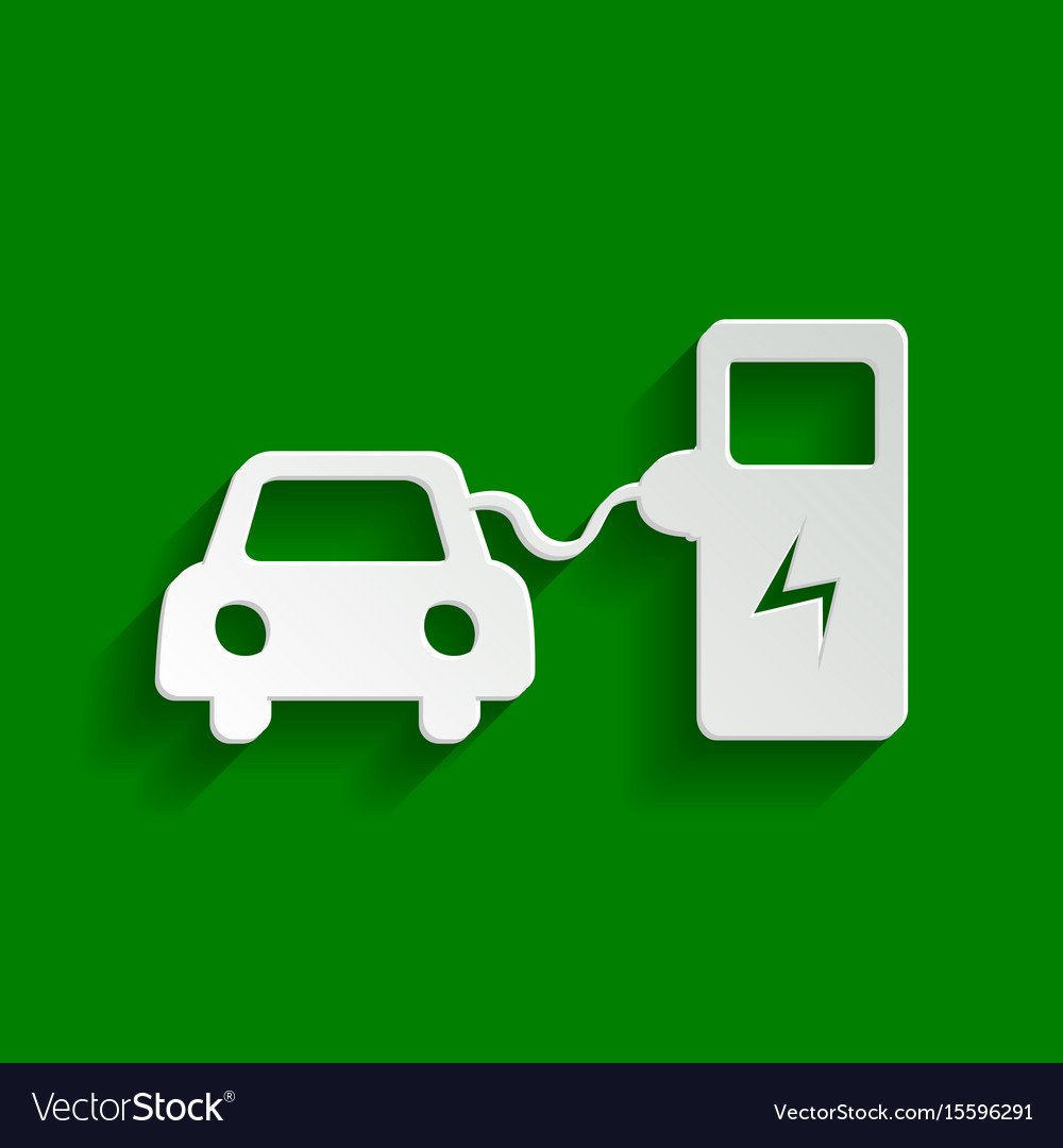 Electric car battery charging sign paper