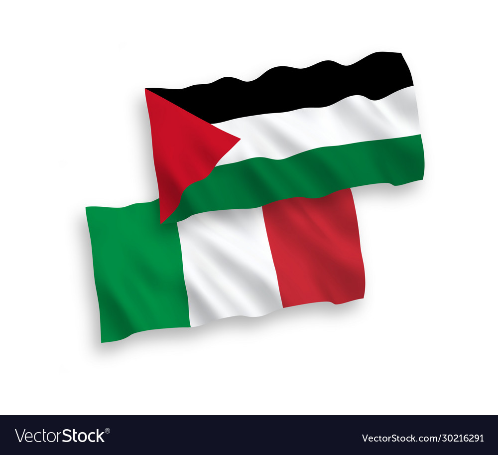 Flags italy and palestine on a white background Vector Image