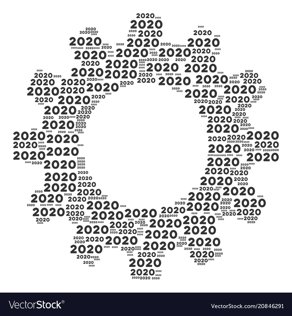 Gearwheel Zusammensetzung der 2020 Jahre Text Icons