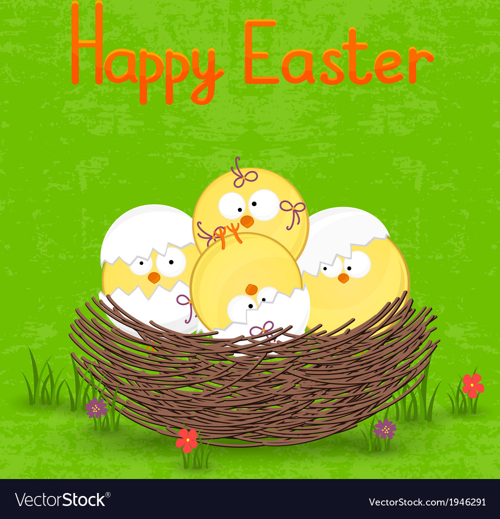 Happy easter card template basket with eggs