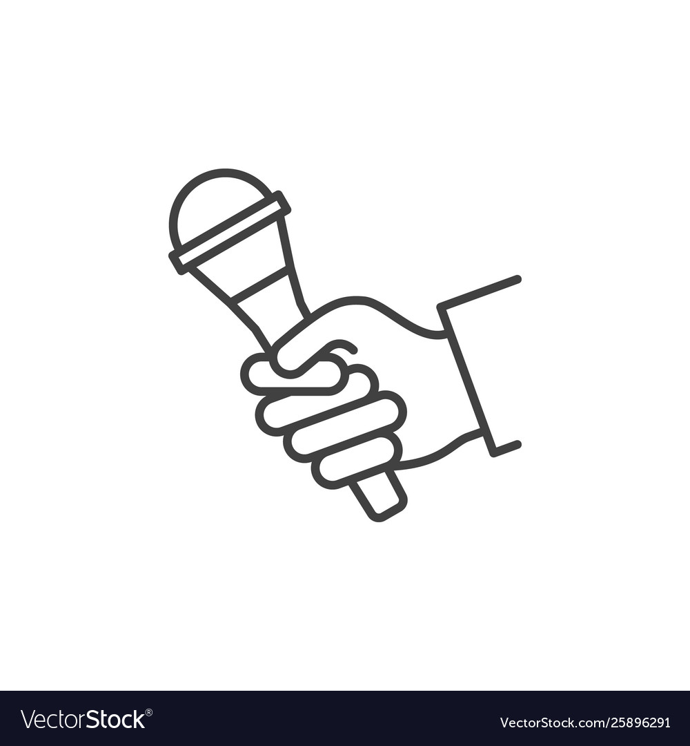 Microphone in hand linear icon