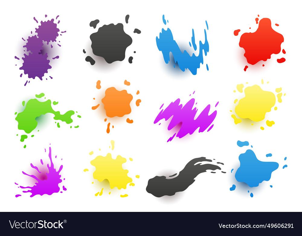 Paint blots splashes set for design use colorful Vector Image Paint blots splashes set for design use colorful