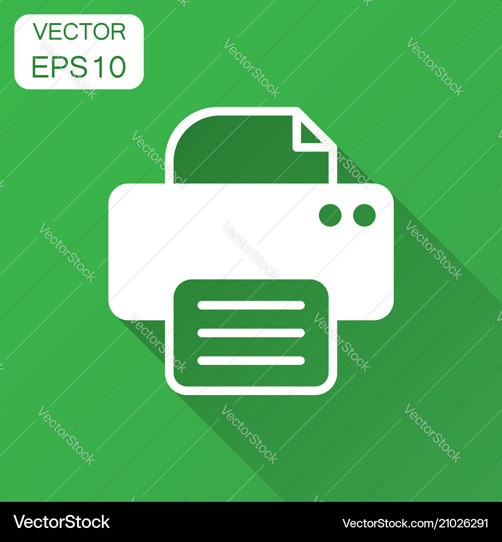Printer icon with long shadow business concept Vector Image
