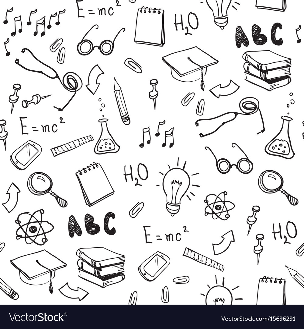 Seamless pattern with school elements back