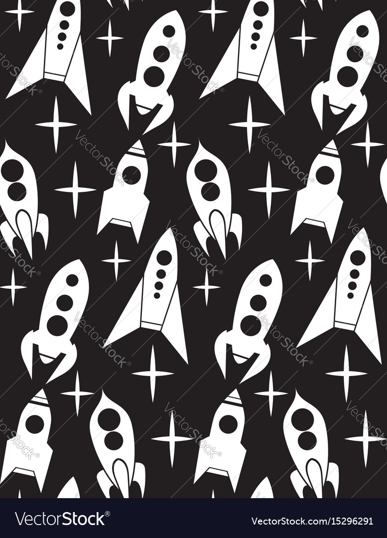 Seamless pattern with spacecraft and stars