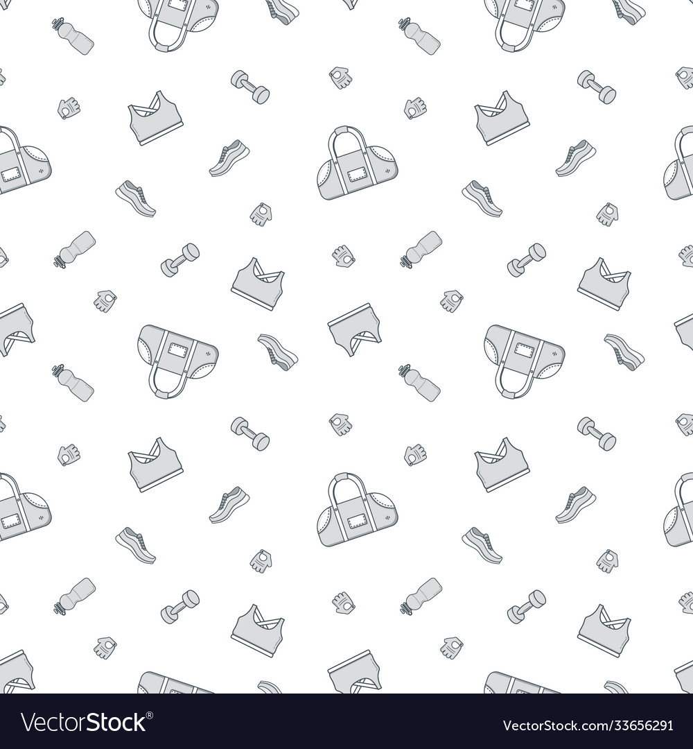 Seamless pattern with sport clothes and equipment