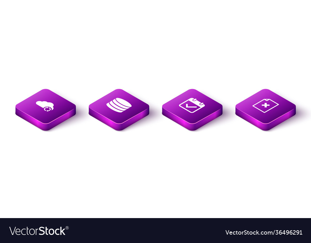 Set isometric cloud sync refresh database Vector Image Set isometric cloud sync refresh database