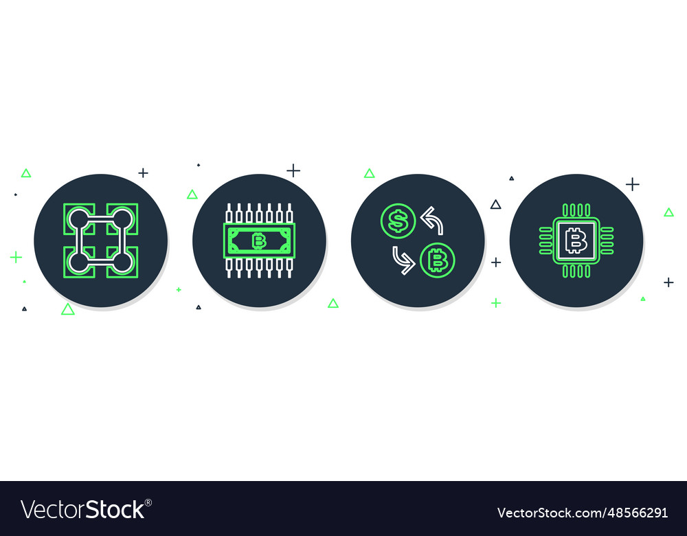 Set line cryptocurrency bitcoin with circuit
