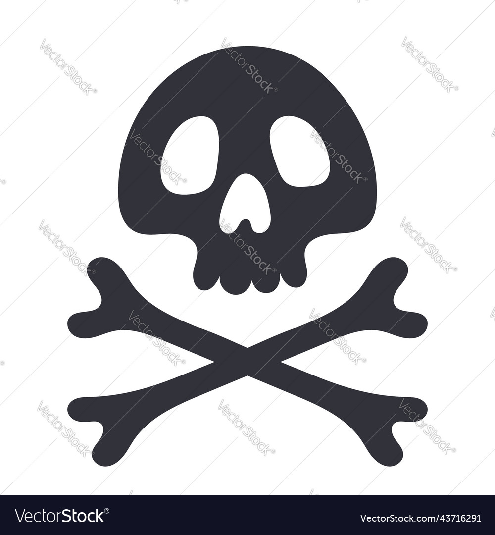 Skull and crossbones black silhouette halloween vector image Skull and crossbones black silhouette halloween