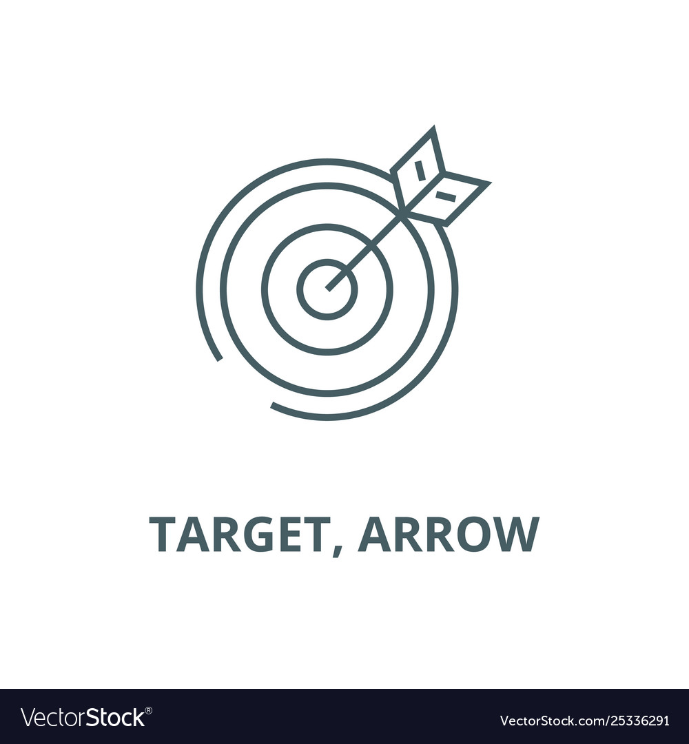 Target arrow line icon linear concept vector image Target arrow line icon linear concept