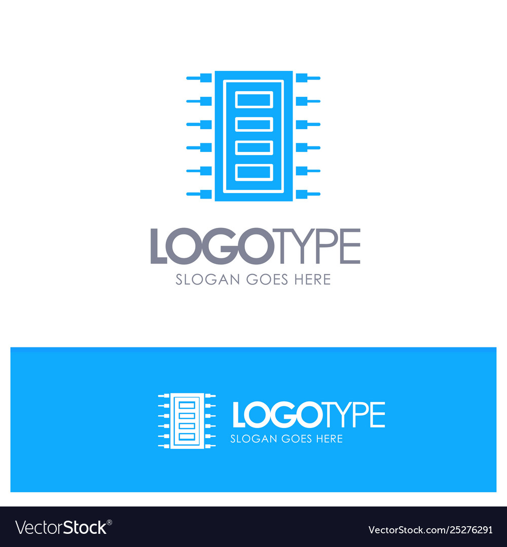 Tech hardware chip computer connect blue solid vector image Tech hardware chip computer connect blue solid