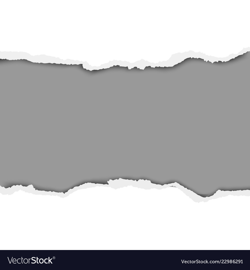Torn hole in sheet of white paper with gray