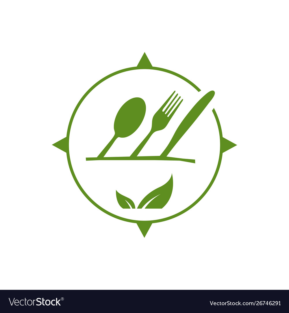 Vegan logo a vegetarian icon with spoon fork Vector Image