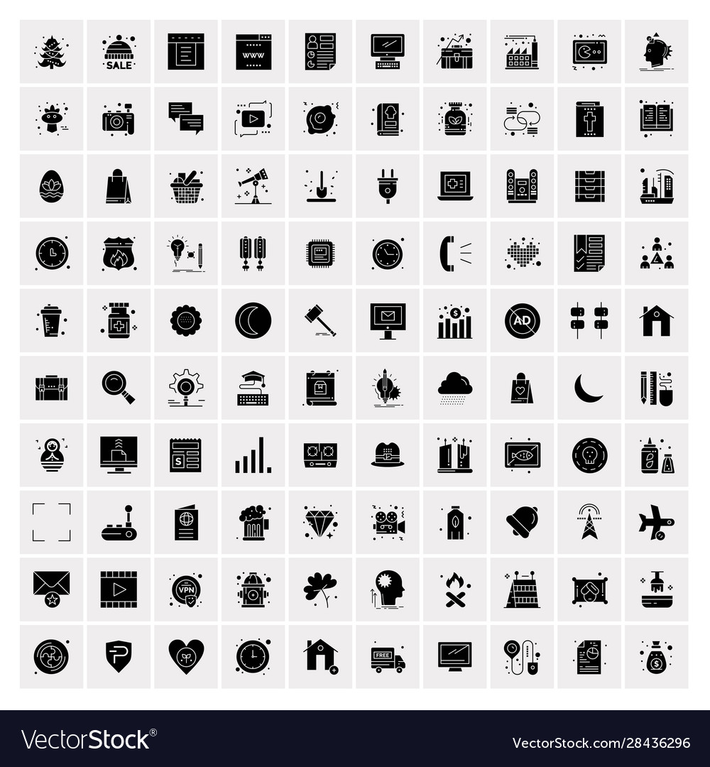 100 solid business icons for web and print