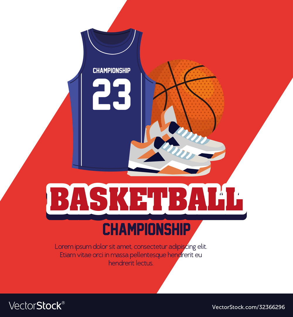 Basketball championship emblem design Royalty Free Vector