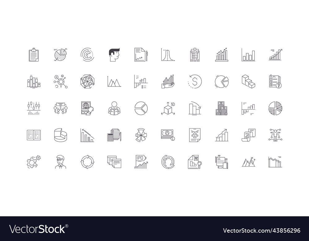 Diagrams set concept linear icons vector image Diagrams set concept linear icons