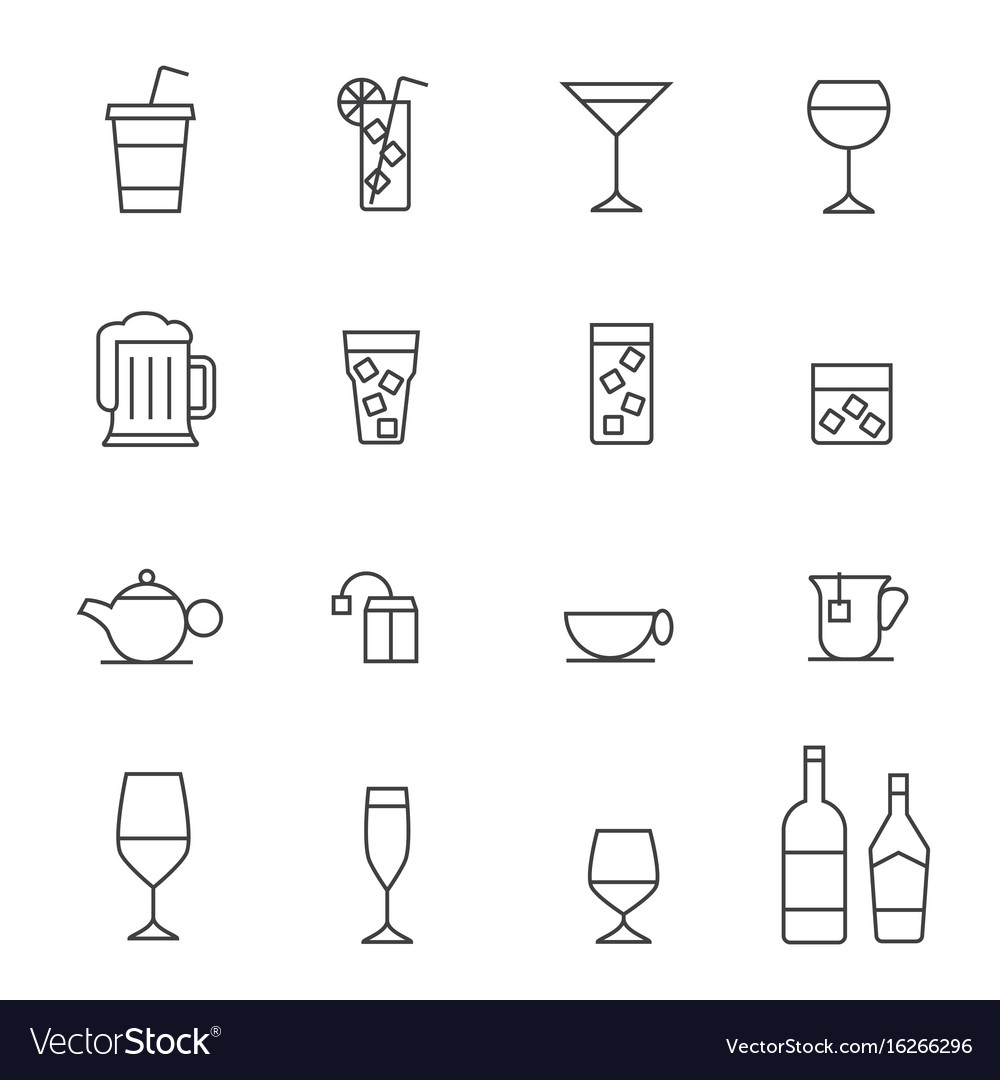 Glass and bottle stroked iconsstroke path layer