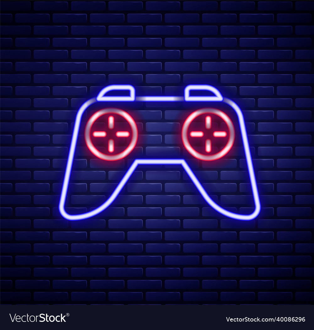 Glowing neon line game controller or joystick vector image Glowing neon line game controller or joystick