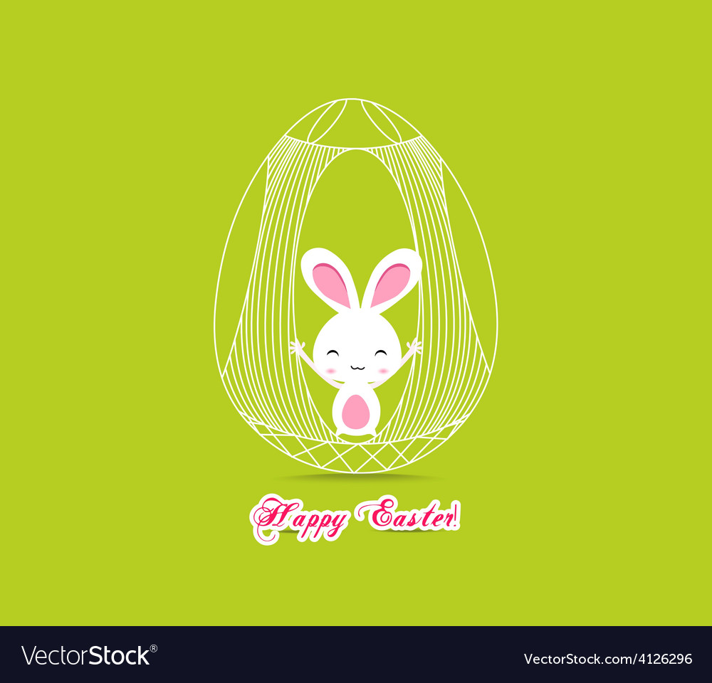 Happy easter with bunny inside egg cage