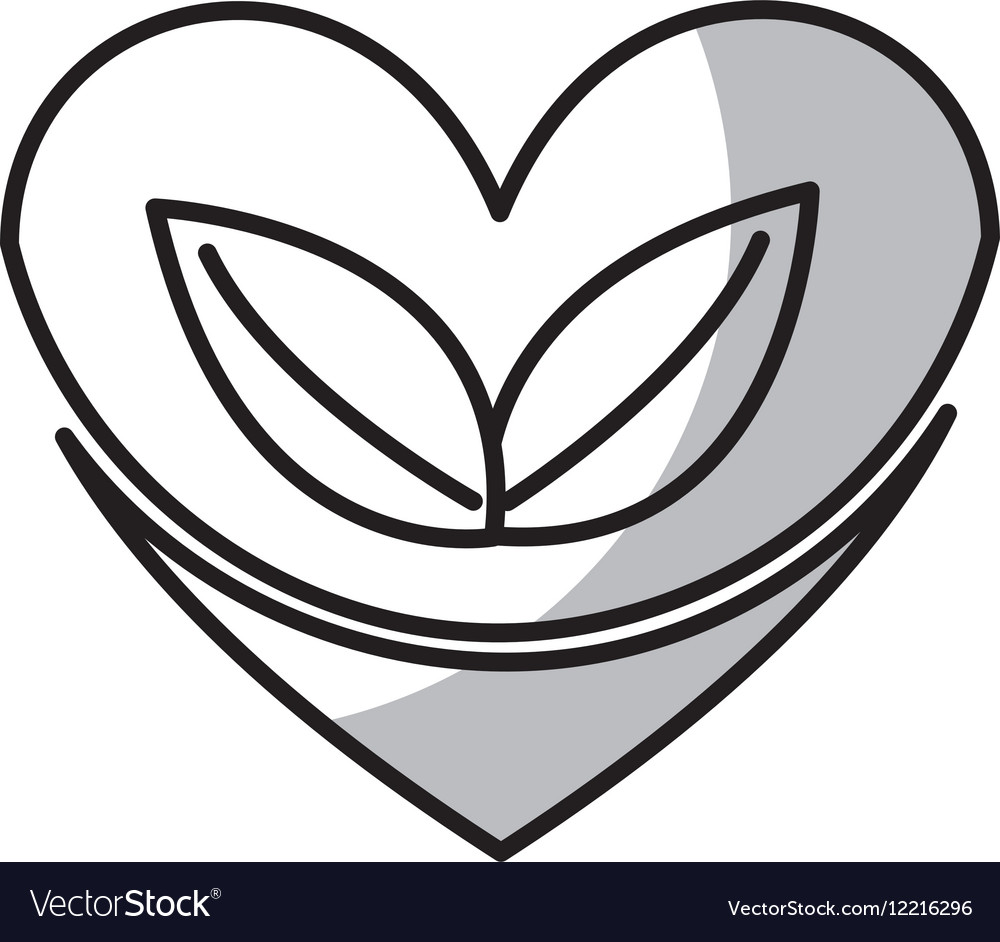 Heart with leafs plant icon Royalty Free Vector Image