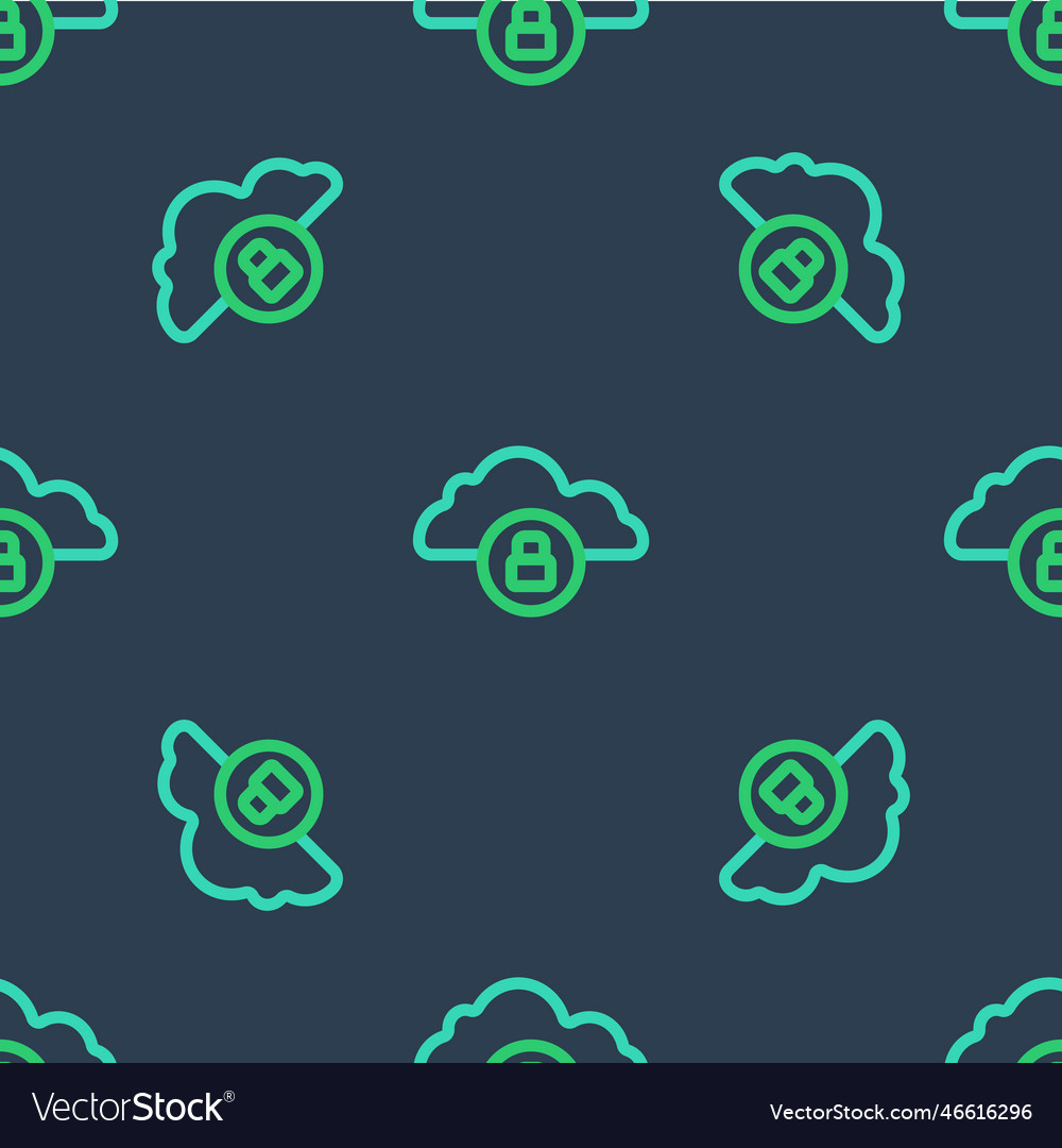 Line cloud computing lock icon isolated seamless vector image Line cloud computing lock icon isolated seamless