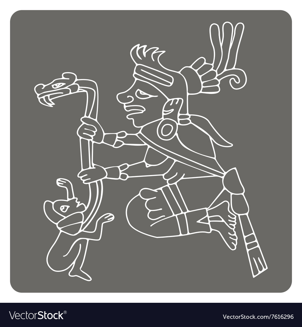 Monochrome icon with symbols from aztec codices