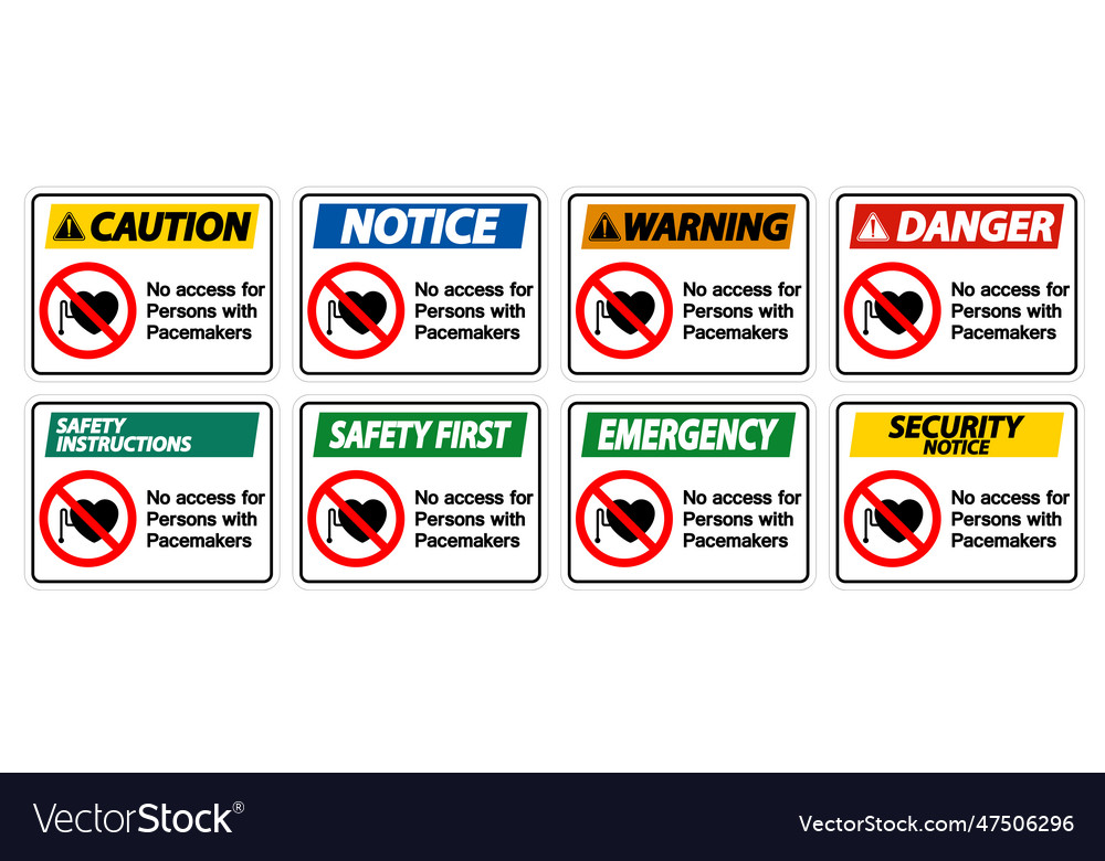 No Access For Persons With Pacemaker Symbol Sign Vector Image