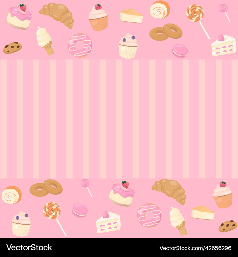 Pink and sweet dessert bakery background Vector Image