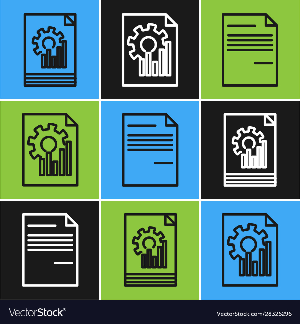 Set line document with graph chart vector image Set line document with graph chart