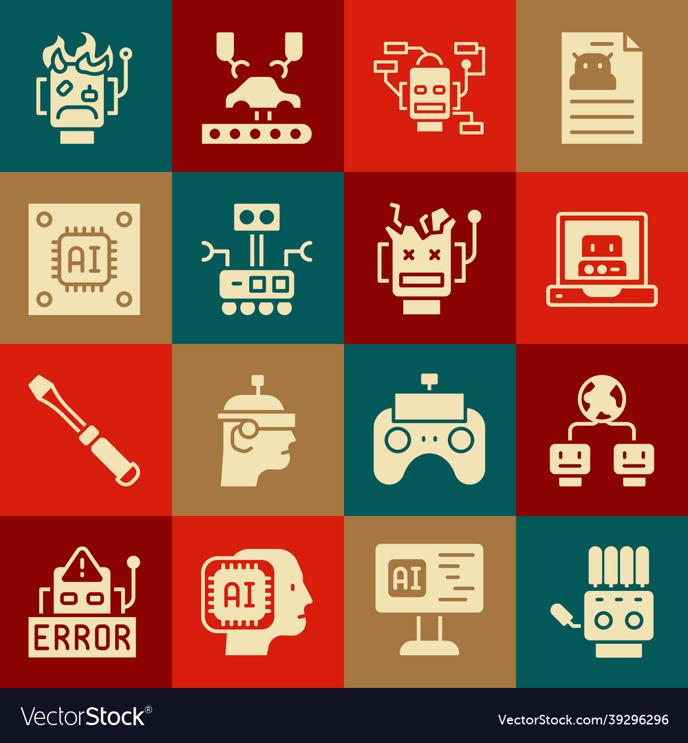 Set mechanical robot hand artificial intelligence vector image Set mechanical robot hand artificial intelligence