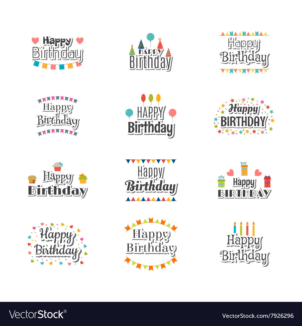 Set von Happy Birthday Grußkarten niedliche Postkarte