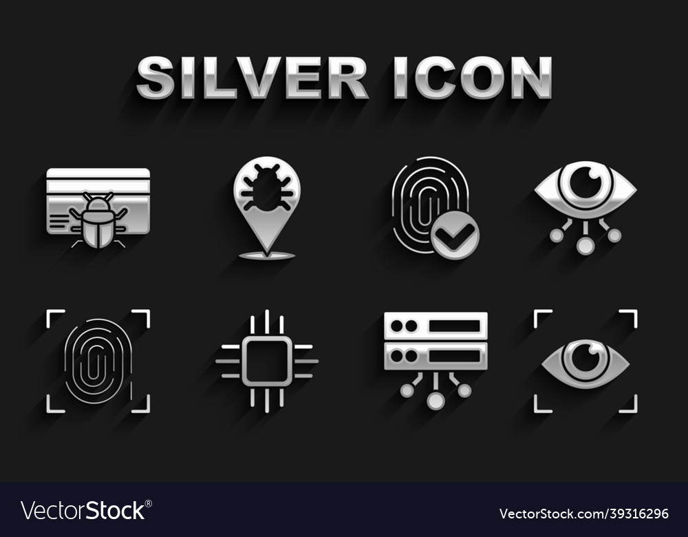 Set Prozessor mit Mikroschaltungen cpu Eye Scan vector image Set Prozessor mit Mikroschaltungen cpu Eye Scan
