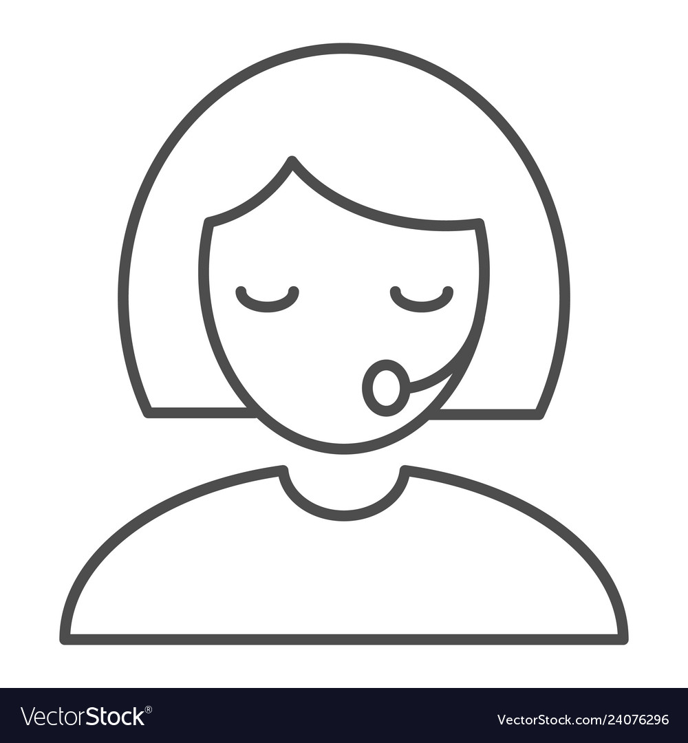 Support thin line icon call center operator