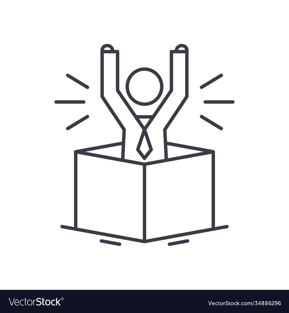 Think out box process icon linear isolated vector image Think out box process icon linear isolated