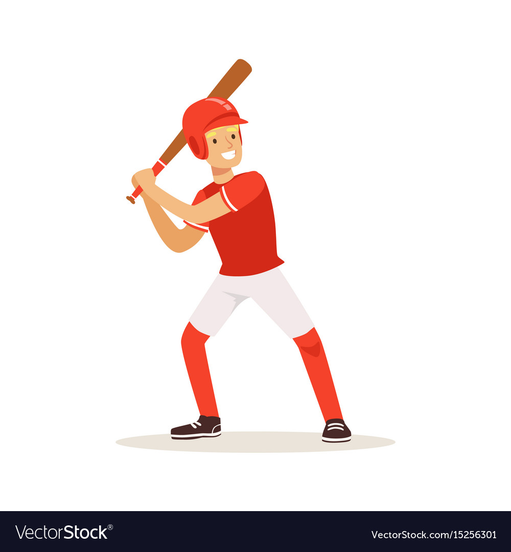 Cartoon baseball uniform player batting Royalty Free Vector