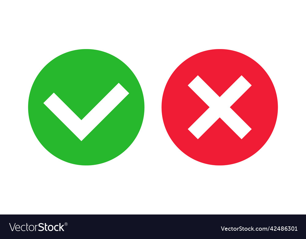 Check mark and cross icon set