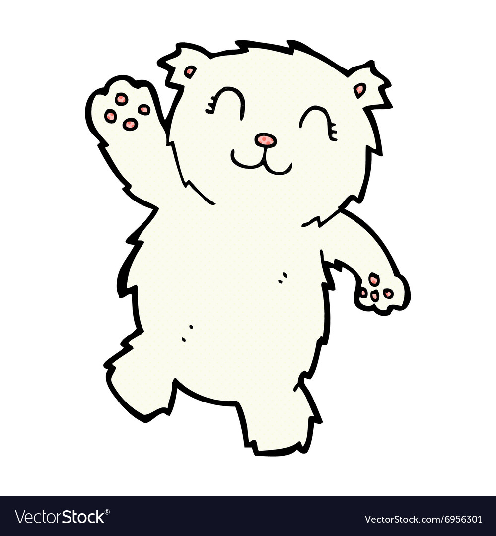 Comic cartoon waving polar bear