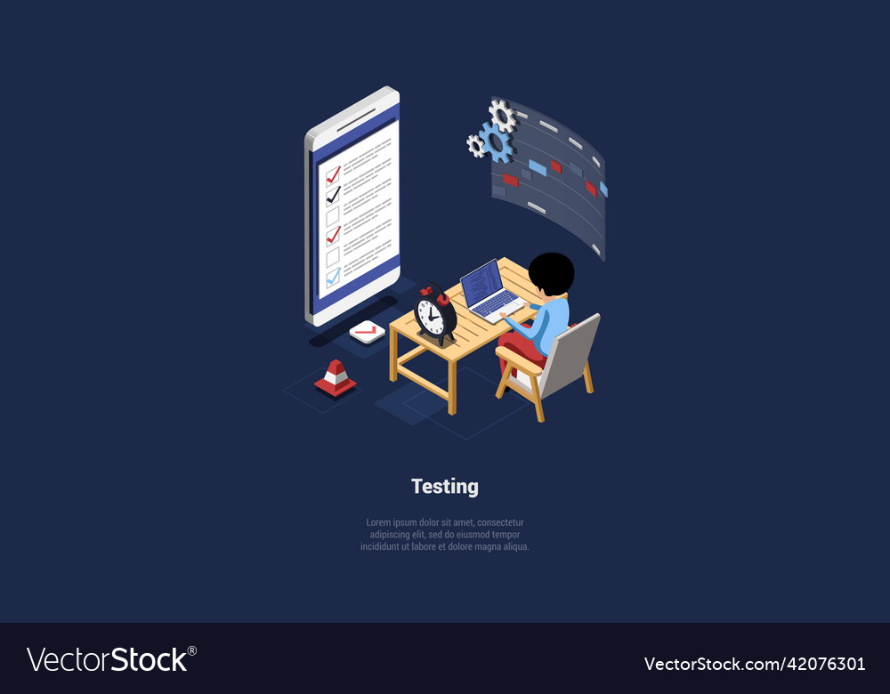 Concept of app testing mobile application vector image Concept of app testing mobile application
