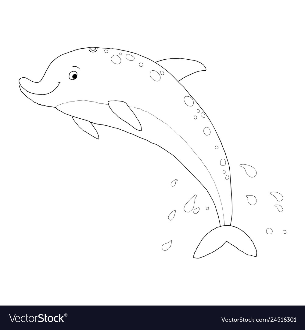 Contour image of a jumping funny dolphin coloring Vector Image Contour image of a jumping funny dolphin coloring Vector Image