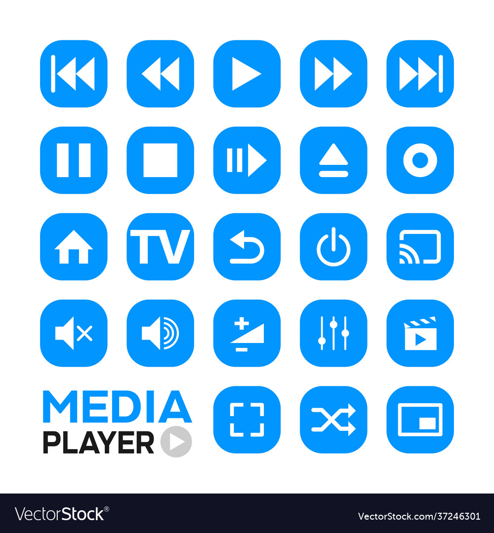 Excellent media player icon and button set Vector Image Excellent media player icon and button set