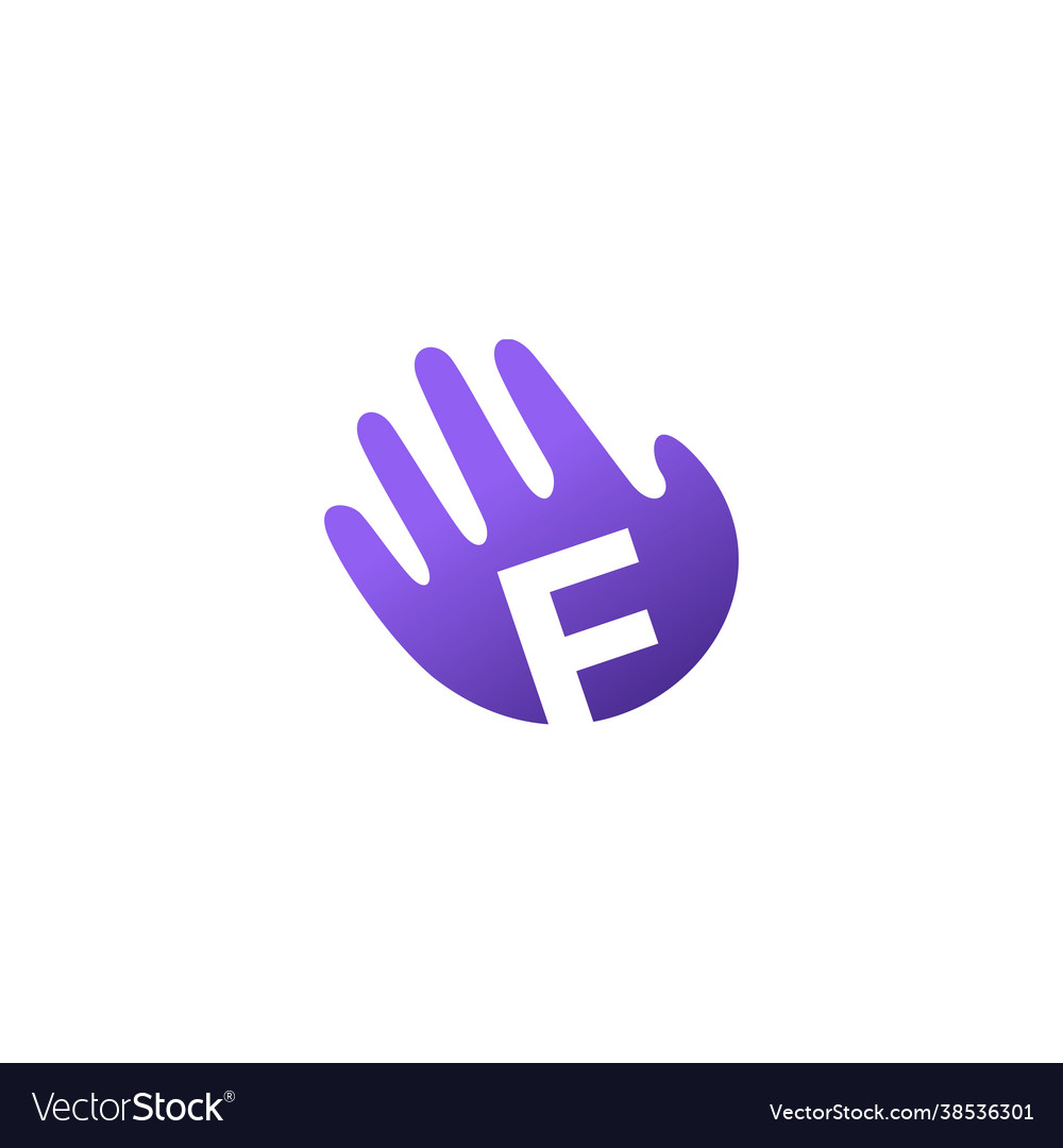 F letter hand palm hello logo icon