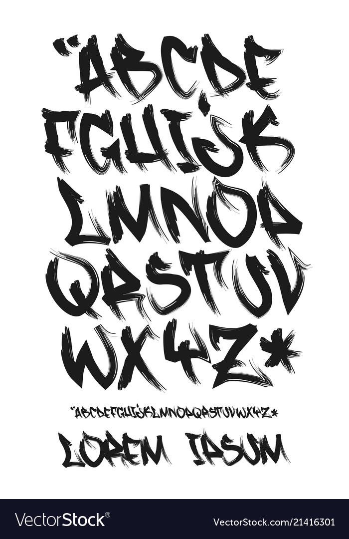 Graffiti marker font - hand written alphabet