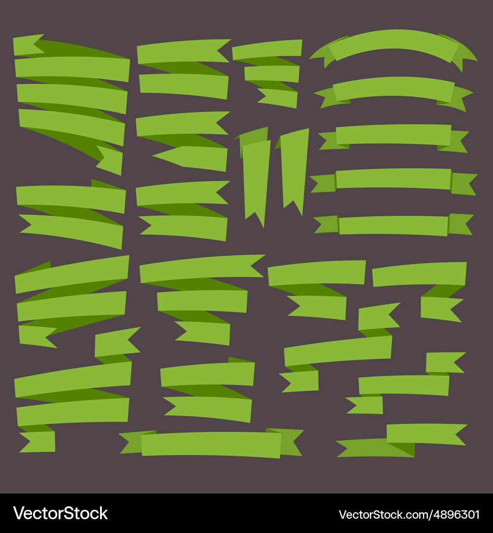 Green ribbons set Royalty Free Vector Image - VectorStock