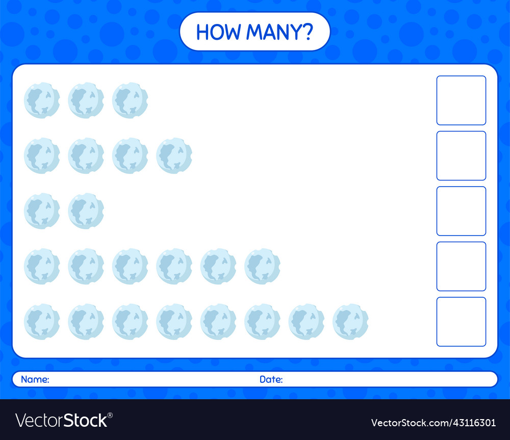 How many counting game with full moon worksheet vector image How many counting game with full moon worksheet