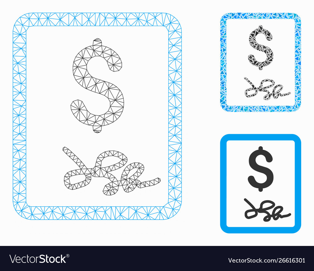 Invoice page mesh 2d model and triangle vector image Invoice page mesh 2d model and triangle