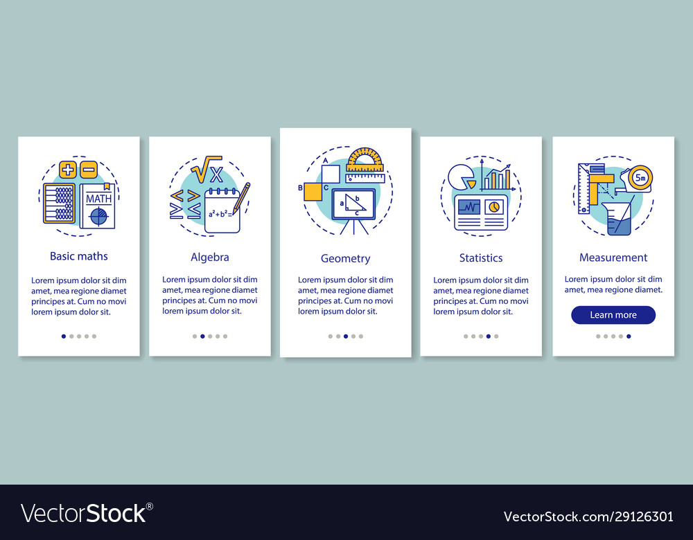 Mathematics courses onboarding mobile app page vector image Mathematics courses onboarding mobile app page