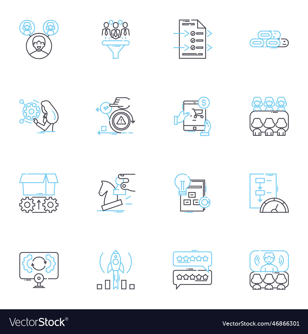 Rapid prototyping linear icons set iterative vector image Rapid prototyping linear icons set iterative