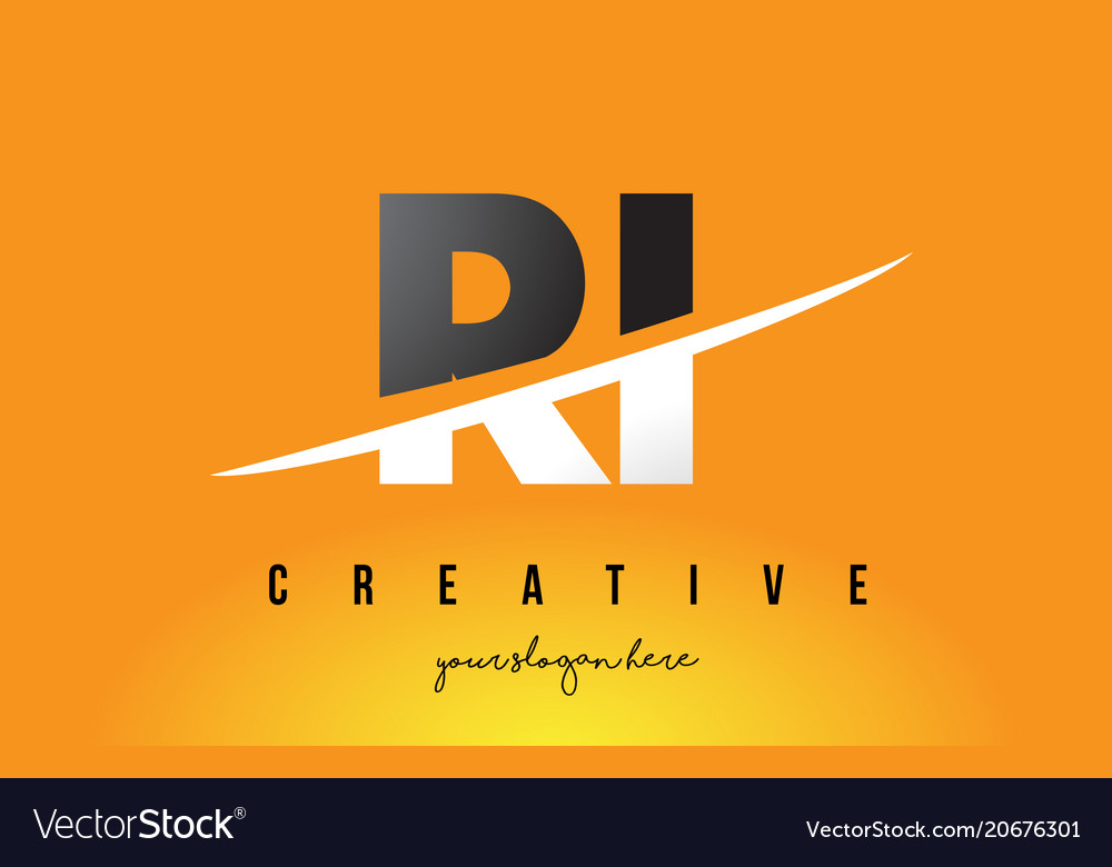 Ri r i letter modern logo design with yellow