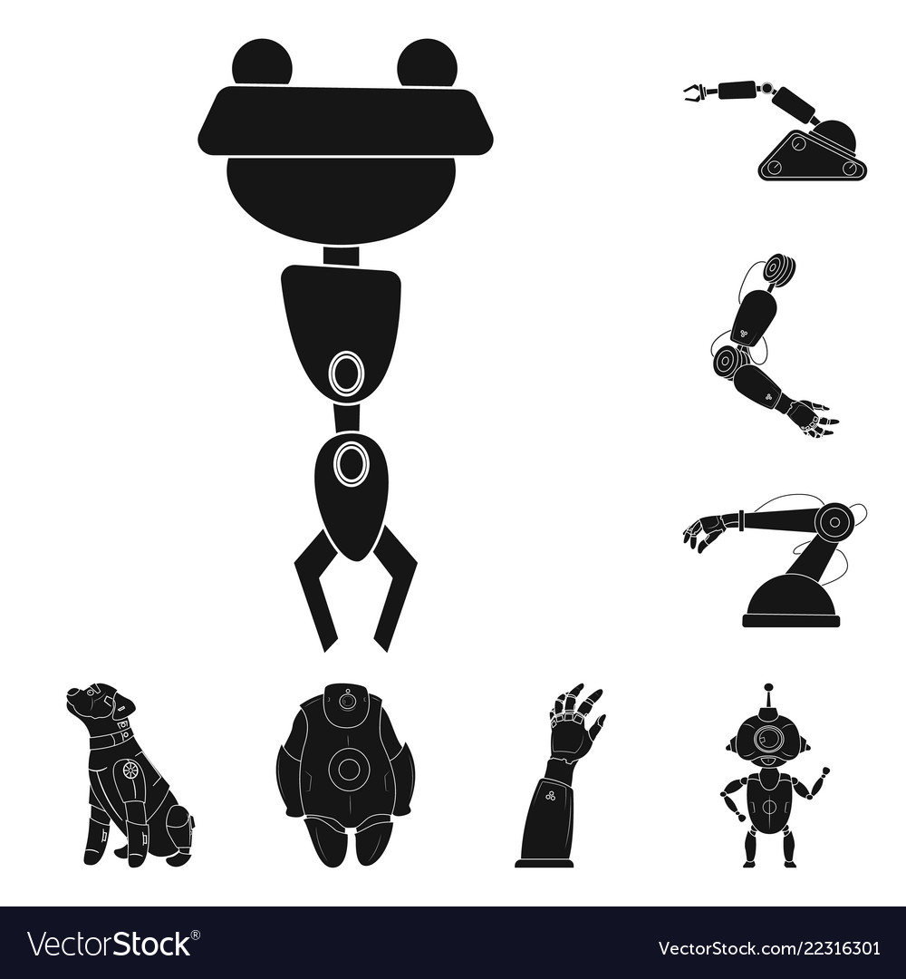 Robot and factory sign set vector image Robot and factory sign set